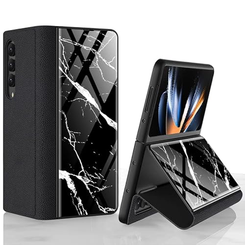 COQUE Galaxy Z Fold 4 5G Hülle,Ultradünne Handyhülle aus glänzend lackiertem 9H-Glas,Faltbare Handyhülle für Samsung Galaxy Z Fold 4 5G-Marmorierung 4 von COQUE