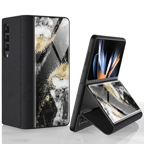 COQUE Galaxy Z Fold 4 5G Hülle,Ultradünne Handyhülle aus glänzend lackiertem 9H-Glas,Faltbare Handyhülle für Samsung Galaxy Z Fold 4 5G-Marmorierung 6 von COQUE