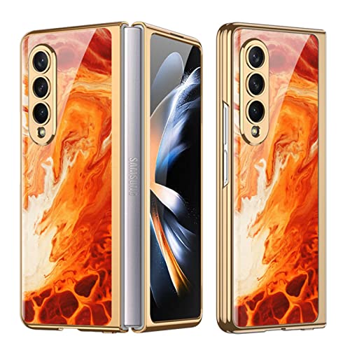COQUE Galaxy Z Fold 4 5G Hülle,ultradünnes 9H Glas glänzend lackierte Handyhülle,Faltbare Handyhülle für Samsung Galaxy Z Fold 4 5G-Achat Rot von COQUE