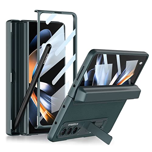 COQUE Galaxy Z Fold 4 Handyhülle mit Schutzfolie, aufklappbare All-Inclusive-Hülle mit Scharnier, versteckte Federmäppchen, Faltbare Handyhülle für Samsung Galaxy Z Fold 4 5G-Grün von COQUE