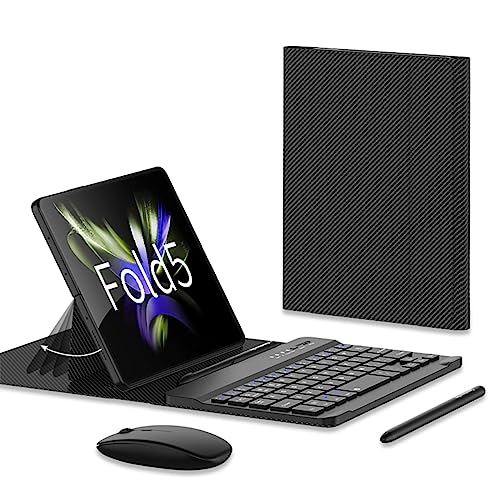 COQUE Handy Büro Zubehör Kit für Samsung Galaxy Z Fold 5,Klapp Telefon Stummschaltung Tastatur/Bluetooth Maus/Stylus+Stift Slot/Klapp Shift Leder Fall Handy Büro Kit-Kohlefaser COQUE Handy Büro Zubehör Kit für Samsung Galaxy Z Fold 5,Klapp Telefon Stummschaltung Tastatur/Bluetooth Maus/Stylus+Stift Slot/Klapp Shift Leder Fall Handy Büro Kit-Kohlefaser von COQUE