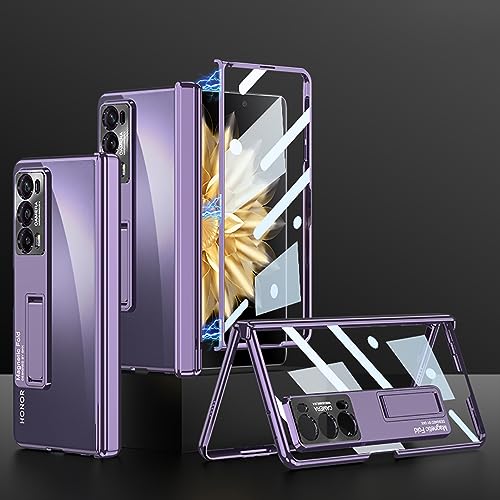 COQUE Honor Magic V2 Handyhülle mit Anti-Peep-Folie, Supercar-Stil Faltbare Abdeckung Shell,Transparente Handyhülle für Honor Magic V2-lila von COQUE