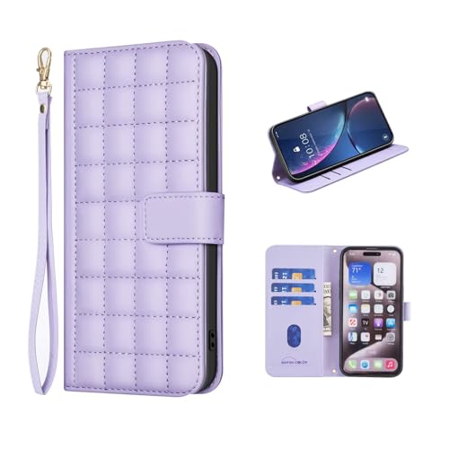 COQUE Hülle Für Honor 90 Lite, Magnetverschluss Air-Cushion Texturierte Kartenfach-Geldbörse, Kompatibel Mit Honor 90 Lite-Violett von COQUE