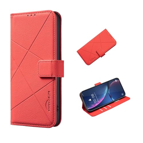 COQUE Hülle Für Honor X6b Handyhülle, Diamant-Dreieck-Muster 3 Kartenfach-Geldbörse RFID-Schutz Honor X6b Schutzhülle-Rot COQUE Hülle Für Honor X6b Handyhülle, Diamant-Dreieck-Muster 3 Kartenfach-Geldbörse RFID-Schutz Honor X6b Schutzhülle-Rot von COQUE