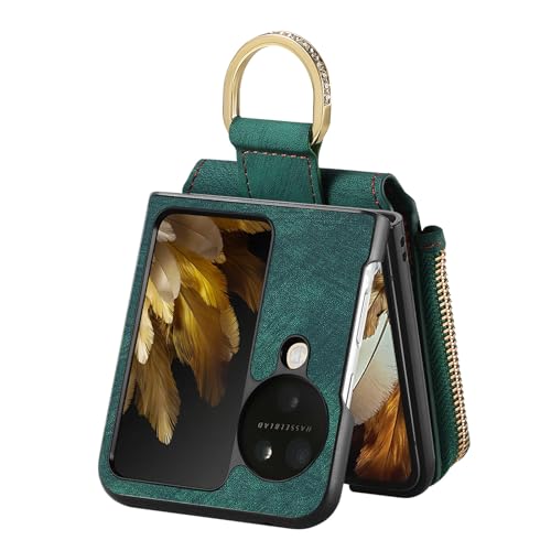 COQUE Hülle Oppo Find N3 Flip Schutzhülle,Magnetische Klapp-Reißverschluss-Geldbörse, Kartensteckplatz, Handy-Ledertasche für Oppo Find N3 Flip-Grün COQUE Hülle Oppo Find N3 Flip Schutzhülle,Magnetische Klapp-Reißverschluss-Geldbörse, Kartensteckplatz, Handy-Ledertasche für Oppo Find N3 Flip-Grün von COQUE