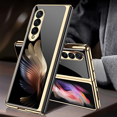 COQUE Hülle für Galaxy Z Fold 3 Handyhülle,9H gehärtetes Glas lackiert glänzende Hülle,Faltbare Handyhülle für Samsung Galaxy Z Fold 3 5G-Goldene Flügel COQUE Hülle für Galaxy Z Fold 3 Handyhülle,9H gehärtetes Glas lackiert glänzende Hülle,Faltbare Handyhülle für Samsung Galaxy Z Fold 3 5G-Goldene Flügel von COQUE