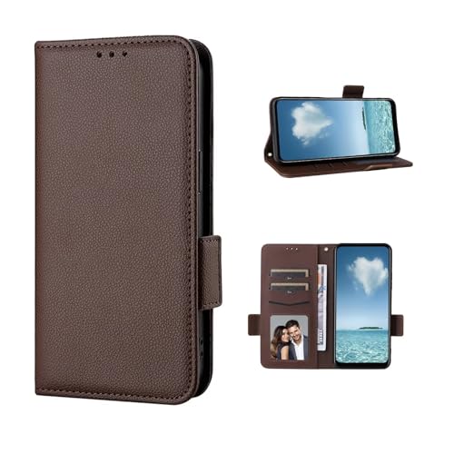 COQUE Hülle für Honor 400 Lite 5G Hülle, Seitlicher Magnetverschluss Mit Litschi-Muster (stoßfest) Klappe Mit Kartensteckfach-Braun von COQUE