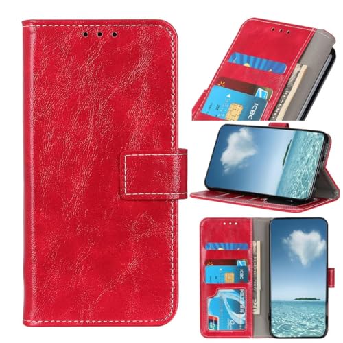 COQUE Hülle für Honor X9c 5G Handyhülle, Retro Crazy Horse Flip Wallet mit Kartensteckplatz, Honor X9c 5G-Rot COQUE Hülle für Honor X9c 5G Handyhülle, Retro Crazy Horse Flip Wallet mit Kartensteckplatz, Honor X9c 5G-Rot von COQUE