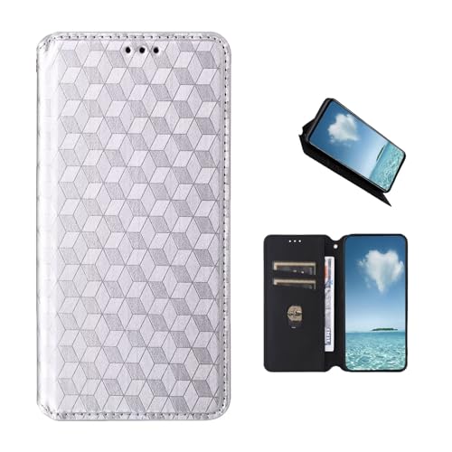 COQUE Hülle für Oppo F29 Pro 5G Handyhülle, Dreidimensionale Textur (Stoßfest) Flip Cover, Dunkler Magnetverschluss, Lederhülle mit Kartenfach-Weiß von COQUE