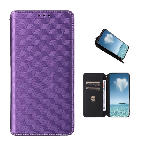 COQUE Hülle für Oppo Find X8S Plus 5G Handyhülle, Dreidimensionale Textur (Stoßfest) Flip Cover, Dunkler Magnetverschluss, Lederhülle mit Kartenfach-Lila von COQUE