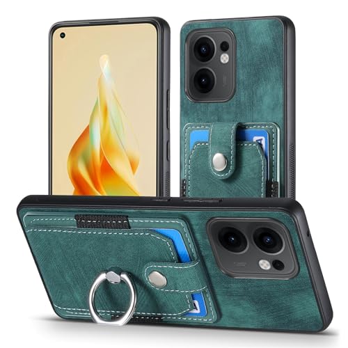 COQUE Hülle für Oppo Reno13 F, Lederoptik Retro Handyhülle mit Kartenfach und Ring, Klappbare Handyhülle für Oppo Reno13 F-Grün COQUE Hülle für Oppo Reno13 F, Lederoptik Retro Handyhülle mit Kartenfach und Ring, Klappbare Handyhülle für Oppo Reno13 F-Grün von COQUE