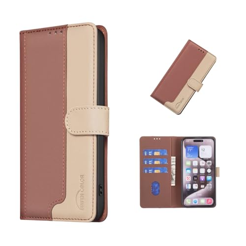 COQUE Hülle für Samsung Galaxy M06 5G Handyhülle Mit RFID-Schutz, Zweifarbiges Litschi-Muster Und Geldbörse Mit 3 Kartenfächern-Braun COQUE Hülle für Samsung Galaxy M06 5G Handyhülle Mit RFID-Schutz, Zweifarbiges Litschi-Muster Und Geldbörse Mit 3 Kartenfächern-Braun von COQUE