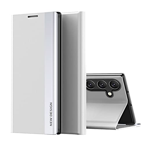 COQUE Hülle für Samsung Galaxy S24 FE Gehäuse,Magnetische Lederhülle für Smartphones auf der rechten Seite,Stoßfeste TPU Handyhülle für Samsung Galaxy S24 FE-Silber von COQUE