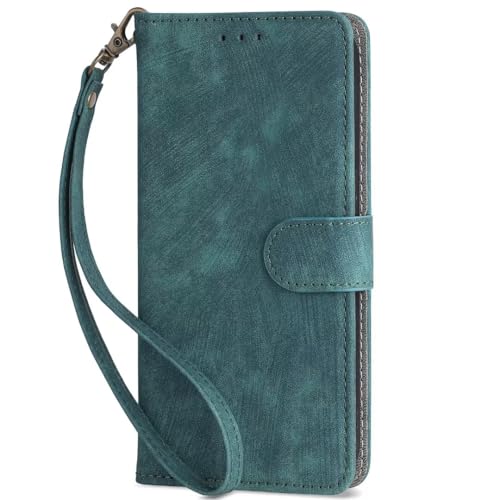COQUE Hülle für Ulefone Note 21 Hülle, (Stoßfestes) Flip Cover, (RFID) Schutz Premium Lederhülle Mit Kartensteckplatz-Grün von COQUE