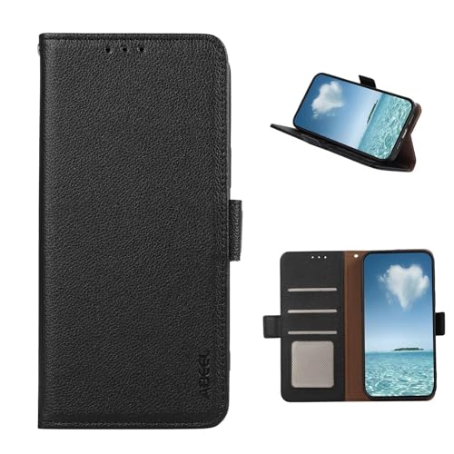 COQUE Hülle für Xiaomi Poco F7 Ultra Handyhülle (RFID), Anti-Diebstahl-Bürste, Seitliche Schnalle, Litschi-Muster Kartensteckplatz Brieftasche-Schwarz von COQUE