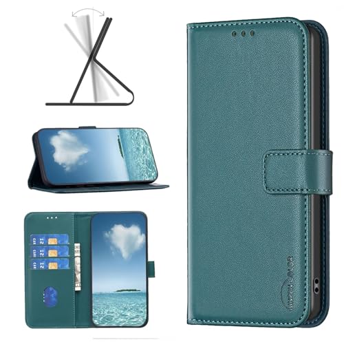 COQUE Hülle für Xiaomi Poco X7 Pro Handyhülle Premium Leder 3 Kartenschlitz Brieftasche für Xiaomi Poco X7 Pro Hülle-Grün von COQUE
