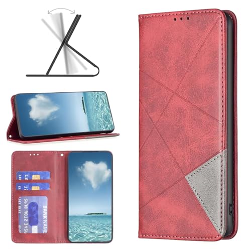 COQUE Hülle für Xiaomi Redmi A5 4G 171mm Handyhülle Dunkel Magnetisch Mit Kartensteckplatz-Design, Brieftasche Hülle Xiaomi Redmi A5 4G 171mm Handyhülle-Rot COQUE Hülle für Xiaomi Redmi A5 4G 171mm Handyhülle Dunkel Magnetisch Mit Kartensteckplatz-Design, Brieftasche Hülle Xiaomi Redmi A5 4G 171mm Handyhülle-Rot von COQUE