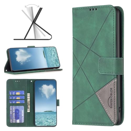 COQUE Hülle für vivo Y04 5G Handyhülle, Magnetisches Dreiecksmuster, Brieftasche mit 3 Kartenschlüsseneln, vivo Y04 5G Handyhülle-Grün COQUE Hülle für vivo Y04 5G Handyhülle, Magnetisches Dreiecksmuster, Brieftasche mit 3 Kartenschlüsseneln, vivo Y04 5G Handyhülle-Grün von COQUE