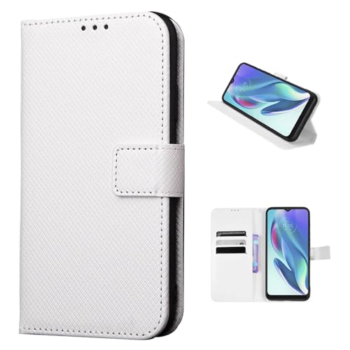 COQUE Magnetische Webtextur-Kartenfach-Wallet-Hülle für Doogee Note 58 Pro, Flip-Cover-Hülle für Doogee Note 58 Pro-Weiß von COQUE