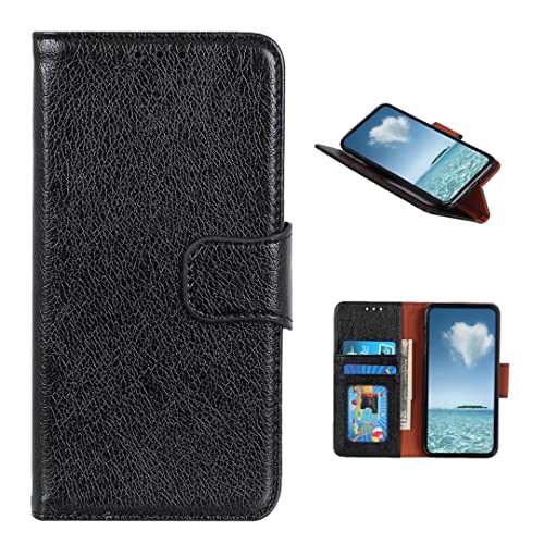 COQUE Realme 9 Pro Plus Hülle, Leder Flip Wallet mit Kartenfach, Realme 9 Pro Plus Napa Hülle-Schwarz von COQUE