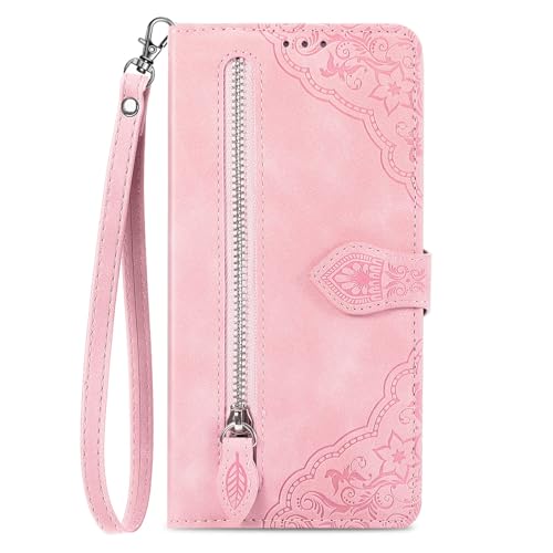 COQUE Reißverschluss-Brieftaschenhülle für Xiaomi Poco F7 Pro mit Kartensteckplatz, Ständer und Umhängeband, stoßfeste, Florale PU-Lederhülle für Xiaomi Poco F7 Pro Hülle-Rosa COQUE Reißverschluss-Brieftaschenhülle für Xiaomi Poco F7 Pro mit Kartensteckplatz, Ständer und Umhängeband, stoßfeste, Florale PU-Lederhülle für Xiaomi Poco F7 Pro Hülle-Rosa von COQUE