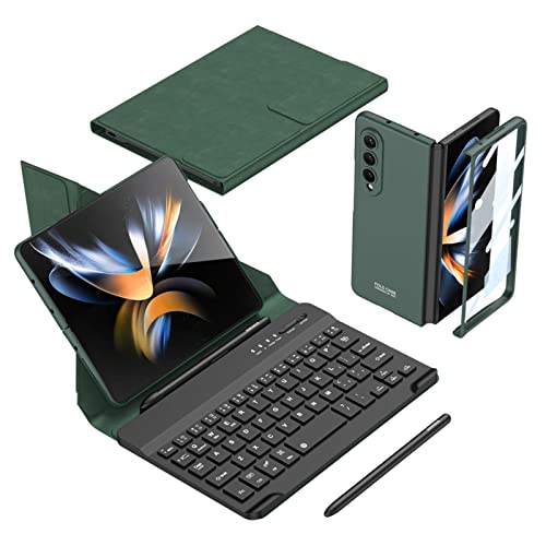 COQUE Samsung Galaxy Z Fold 3 Handyhülle,Handy Büro Tastatur+Touch Stift,Schutzfolie integrierte Handy Fall Kit,Faltbare Hülle für Samsung Galaxy Z Fold 3 5G-Grün von COQUE