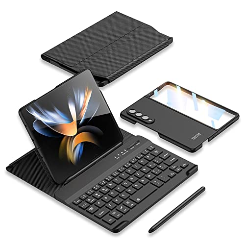 COQUE Samsung Galaxy Z Fold 4 Handyhülle,Displayschutzfolie,Tastatur,Lederetuihalter,Stylus + Stiftsteckplatz Telefon Bürosatz,Faltbare Handyhülle für Samsung Galaxy Z Fold 4 5G-Kohlefaser COQUE Samsung Galaxy Z Fold 4 Handyhülle,Displayschutzfolie,Tastatur,Lederetuihalter,Stylus + Stiftsteckplatz Telefon Bürosatz,Faltbare Handyhülle für Samsung Galaxy Z Fold 4 5G-Kohlefaser von COQUE