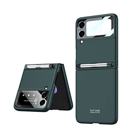 COQUE Samsung Z Flip 4 Gehäuse mit Schutzfolie,Handyhülle mit Touch Pen Slot und Stylus,Ultradünne klappbare Handyhülle für Samsung Galaxy Z Flip 4 5G(Grün) von COQUE