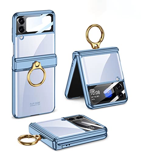 COQUE Samsung Z Flip 4 Handyhülle,Magnetic Folding Shaft Phantom Ring Shell,Handy Cover für Samsung Galaxy Z Flip 4 5G,Blau von COQUE