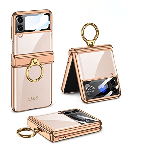 COQUE Samsung Z Flip 4 Handyhülle,Magnetic Folding Shaft Phantom Ring Shell,Handy Cover für Samsung Galaxy Z Flip 4 5G,Roségold von COQUE