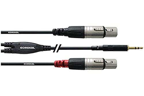 CORDIAL CABLES Y-Kabel mit Hosenträger Mini Jack Stereo/2 XLR weiblich 1,8 m BRETELLE Essentials Mini-Jack / XLR KABEL von CORDIAL