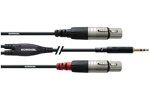 CORDIAL CABLES Y-Kabel mit Hosenträger Mini Jack Stereo/2 XLR weiblich 1,8 m BRETELLE Essentials Mini-Jack / XLR KABEL von CORDIAL