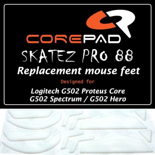 Corepad Skatez PRO 88 Ersatz Mausfüße kompatibel mit Logitech G502 Proteus Core/Logitech G502 Proteus Spectrum/Logitech G502 Hero von Corepad