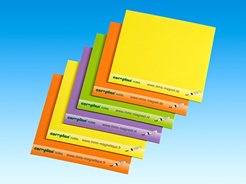 Magnetische Haftnotizen/magnetisch haftende Notizzettel/whiteboard-beschichtete Magnetfelder, notes, vier Farben im Set (gelb,grün,lila,orange, 20 Stück) von COROPLAN