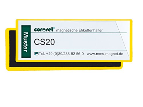 Magnetische Etikettenhalter/Etikettenträger/Etikettenhüllen/Einstecktaschen für Papieretiketten, gelb (100 St, 137 x 58 mm) von COROSET