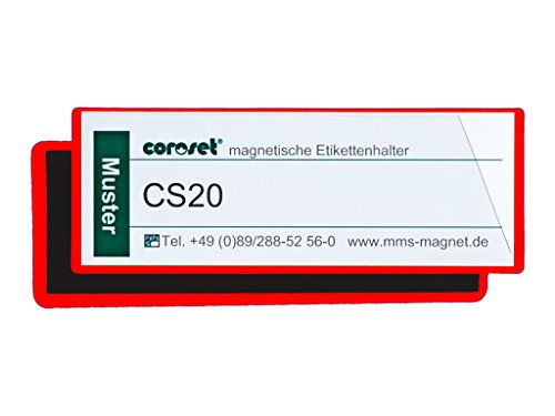 Magnetische Etikettenhalter/Etikettenträger/Etikettenhüllen/Einstecktaschen für Papieretiketten, rot (100 St, 97 x 58 mm) von COROSET