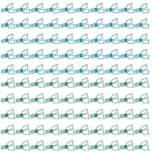 100 Stück Ordner-Clips, blau-grüne niedliche Ordner-Clips, verschiedene Farbkombinationen, kleine Bären-förmige Ordner-Clips, hohle Papierklammern für Dokumente von COSMICROWAVE