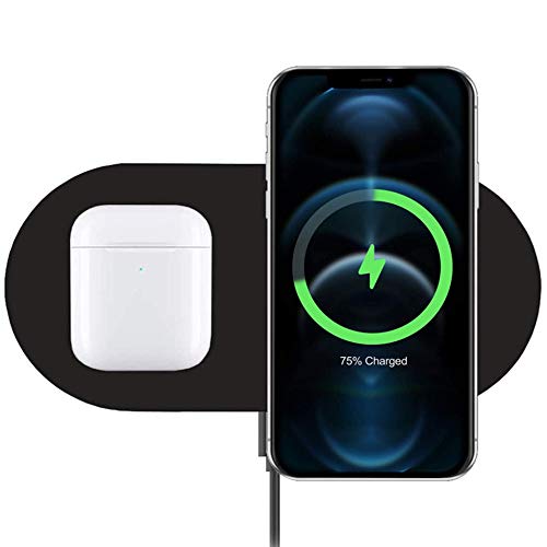 Dual Wireless Charger, COSOOS Fast Wireless Charging Pad Kompatibel mit iPhone, Galaxy S21/S20, Note 10, AirPods Pro, Galaxy Buds+ (kein Netzteil) von COSOOS
