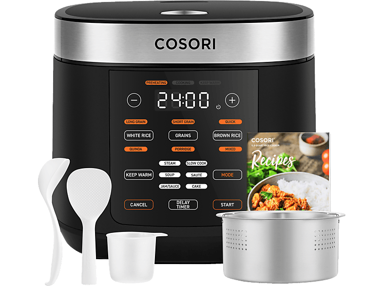 COSORI RC-R501-KEU 5.0 Liter Multifunktionskocher Schwarz (Rührschüsselkapazität: 5 l, 970 Watt) von COSORI