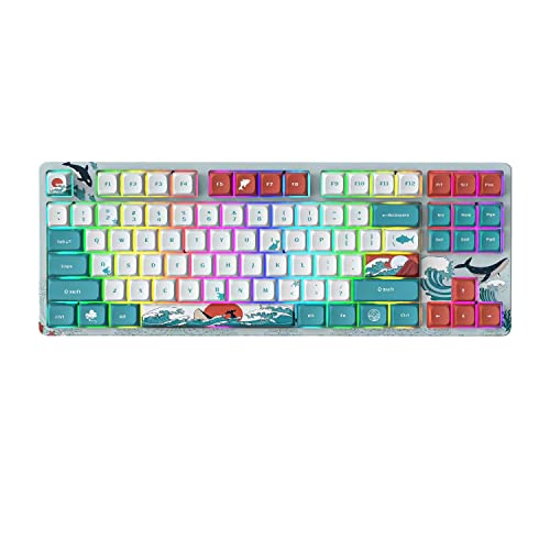 COSTOM XVX M87 TKL Mechanische Tastatur, Hot Swappable Wireless Gaming Tastatur 87 Tasten, RGB Hintergrundbeleuchtung Benutzerdefinierte Tastatur Onboard Speicher für Windows Mac PC Gamer (Korallenmeer, Gateron Red Switch) von COSTOM