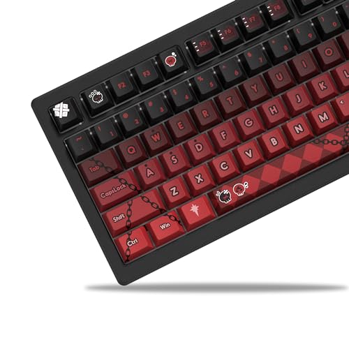 PBT Keycaps 141 Tasten, Schwarz und Rot Tastaturtastenkappen, DYE-Sub Custom Keycaps Set, XVX Profil Tastenkappen für 60% 65% 70% 100% Cherry Gateron MX Switches Mechanische Tastaturen von COSTOM