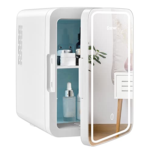 COSTWAY 10L Mini Kühlschrank Glastür, Skincare Fridge, AC/DC Mini Fridge mit 3-stufige Helligkeit Touch-Screen-Spiegel, Mini Kühler und Wärmer für Hautpflege und Kosmetik Lebensmittel COSTWAY 10L Mini Kühlschrank Glastür, Skincare Fridge, AC/DC Mini Fridge mit 3-stufige Helligkeit Touch-Screen-Spiegel, Mini Kühler und Wärmer für Hautpflege und Kosmetik Lebensmittel von COSTWAY