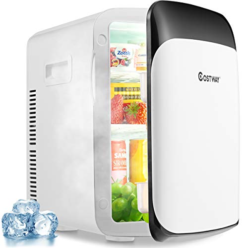 COSTWAY 15L Mini Kühlschrank 2 in 1 Kühl- und Heizfunktion, Kühler Wärmer -3℃/50℃, Tragbarer Kühltruhe Getränkekühler fürs Auto, Haushalt (Milch) von COSTWAY