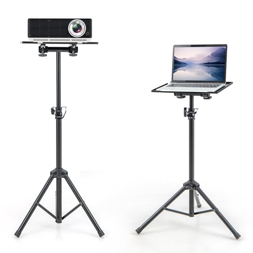 COSTWAY Beamer Ständer, Projektor Halterung 70-118,5cm höhenverstellbar mit 180°neigbarem Tablett, multifunktionaler Projektorständer für Laptop Ständer Projektor Kamera von COSTWAY