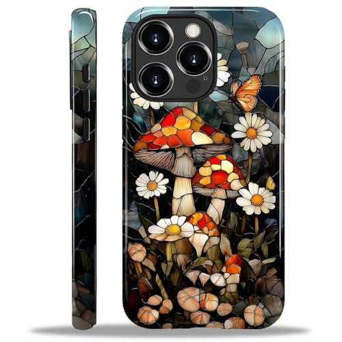 COTAIL Schutzhülle für iPhone 15 Pro, Hybrid-Schutzhülle, 2-lagig, militärischer Schutz, langlebig, stoßfest, kratzfest, Glasmalerei, Pilze COTAIL Schutzhülle für iPhone 15 Pro, Hybrid-Schutzhülle, 2-lagig, militärischer Schutz, langlebig, stoßfest, kratzfest, Glasmalerei, Pilze von COTAIL