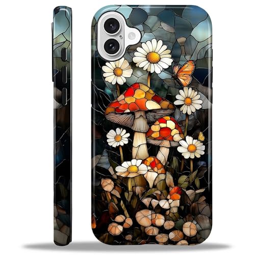 COTAIL Schutzhülle für iPhone 16, Hybrid-Hülle, 2-lagig, militärischer Schutz, langlebig, stoßfest, kratzfest, Glasmalerei, Pilze COTAIL Schutzhülle für iPhone 16, Hybrid-Hülle, 2-lagig, militärischer Schutz, langlebig, stoßfest, kratzfest, Glasmalerei, Pilze von COTAIL