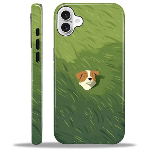 COTAIL Schutzhülle für iPhone 16, Hybrid-Schutzhülle, 2-lagig, militärischer Schutz, langlebig, stoßfest, kratzfest, Hund im Gras COTAIL Schutzhülle für iPhone 16, Hybrid-Schutzhülle, 2-lagig, militärischer Schutz, langlebig, stoßfest, kratzfest, Hund im Gras von COTAIL