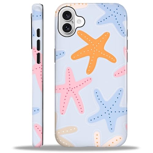 COTAIL Schutzhülle für iPhone 16, Hybrid-Schutzhülle, 2-lagig, militärischer Schutz, langlebig, stoßfest, kratzfest, bunte Seesterne COTAIL Schutzhülle für iPhone 16, Hybrid-Schutzhülle, 2-lagig, militärischer Schutz, langlebig, stoßfest, kratzfest, bunte Seesterne von COTAIL