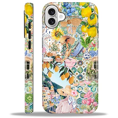 COTAIL Schutzhülle für iPhone 16, Hybrid-Schutzhülle, 2-lagig, militärischer Schutz, langlebig, stoßfest, kratzfest, italienische Sommer-Collage COTAIL Schutzhülle für iPhone 16, Hybrid-Schutzhülle, 2-lagig, militärischer Schutz, langlebig, stoßfest, kratzfest, italienische Sommer-Collage von COTAIL
