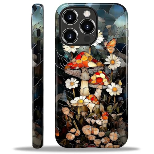 COTAIL Schutzhülle für iPhone 16 Pro, Hybrid-Schutzhülle, 2-lagig, militärischer Schutz, langlebig, stoßfest, kratzfest, Glasmalerei, Pilze COTAIL Schutzhülle für iPhone 16 Pro, Hybrid-Schutzhülle, 2-lagig, militärischer Schutz, langlebig, stoßfest, kratzfest, Glasmalerei, Pilze von COTAIL